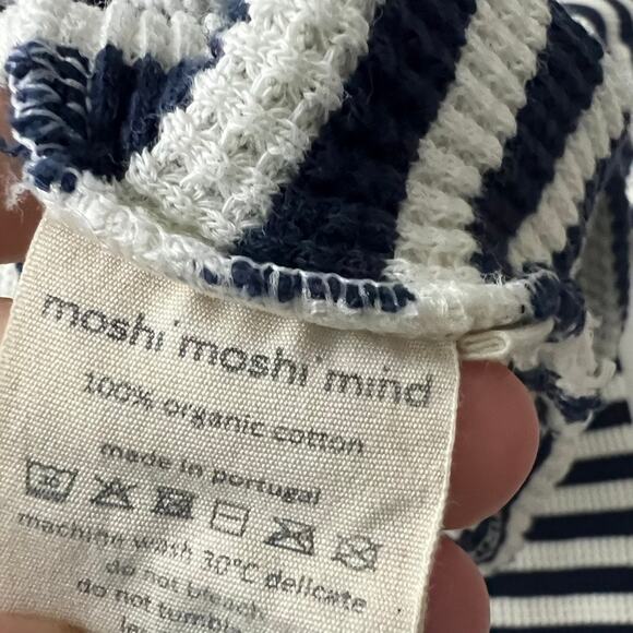 Moshi Moshi Mind Tulip Tee Stripe Shirt Organic Cotton Blue White Women Size S/M - Picture 11 of 11